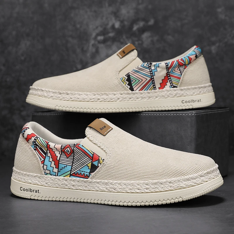 Flat Canvas Shoes For Men Fisherman Linen Cloth Loafers Summer Men\'s Sneakers New Style Shoes Sneakers Male Casual Shoes Man