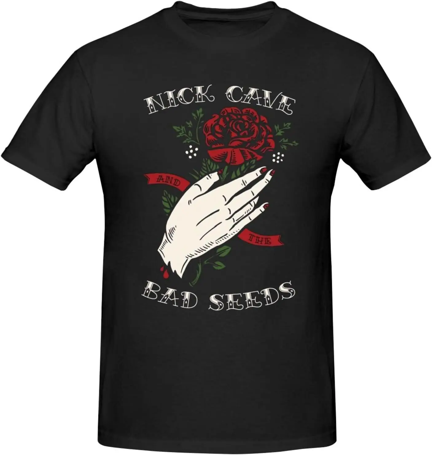 Nick Cave and The Bad Seeds Men's T-Shirt Casual Cotton Short Sleeve Crew Neck T-Shirts Graphic Print Tees Black