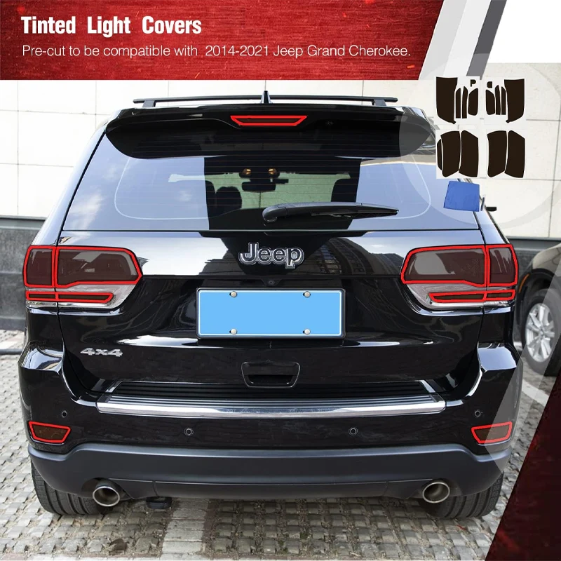 Fit for 2014-2021 Jeep Grand Cherokee Tinted Light Covers  Taillight Third Brake Rear Bumber Reflector Light Overlay Tint Covers