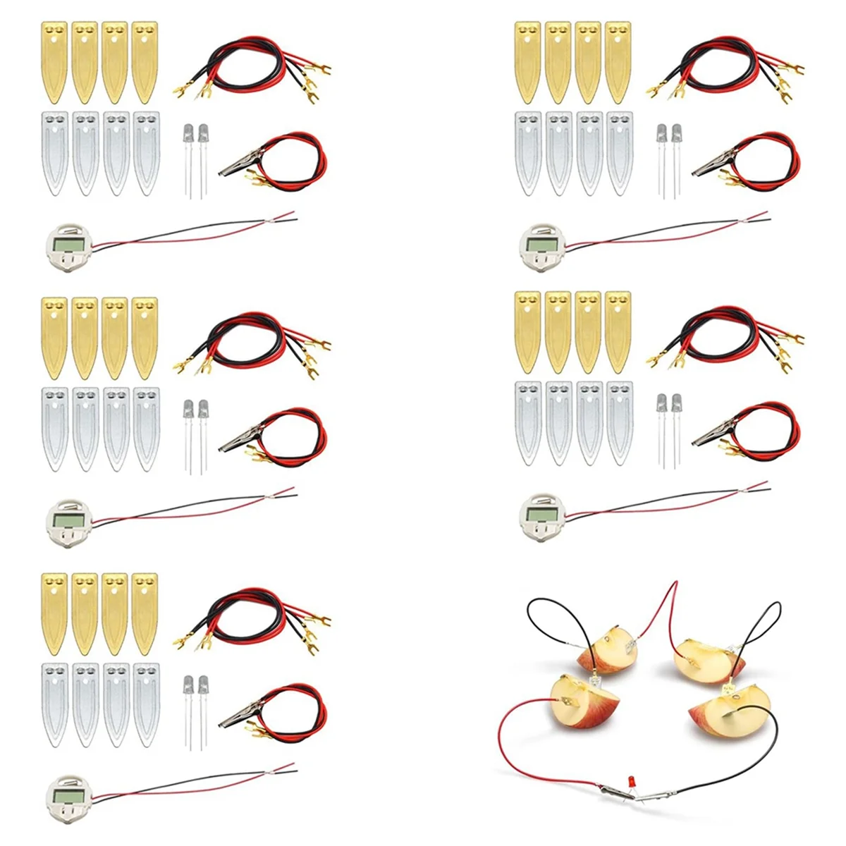 New Fruit Battery Science Experiment Kit for Home Teaching Toy, Lemon Potato Battery Physics Teaching Experiment 6 Sets