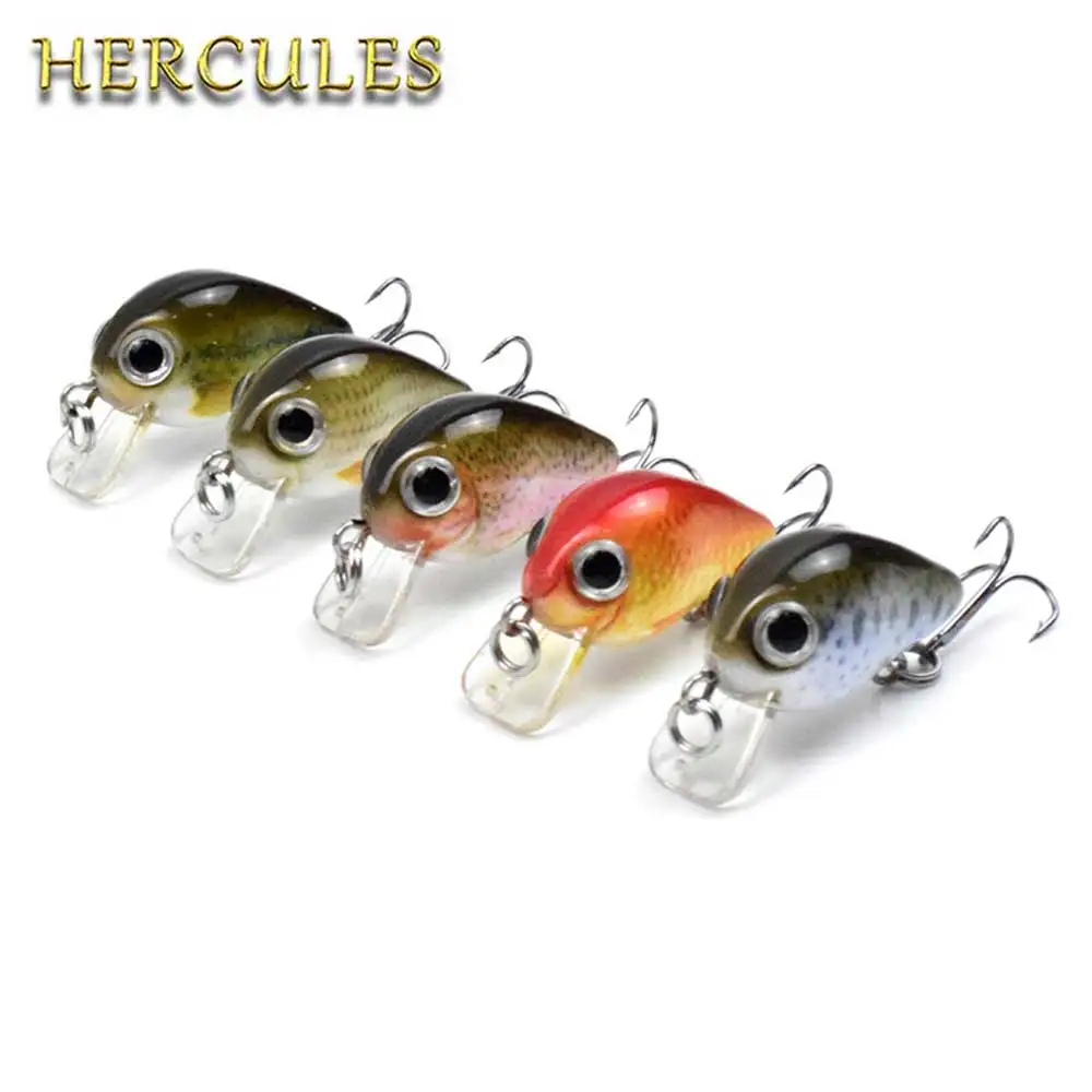 

5pcs/box 2.8cm/1.7g Mini Crankbaits Set Fishing Lures Set Minnow Lure Hard Artificial Bait With Fishing Tackle Box HERCULES