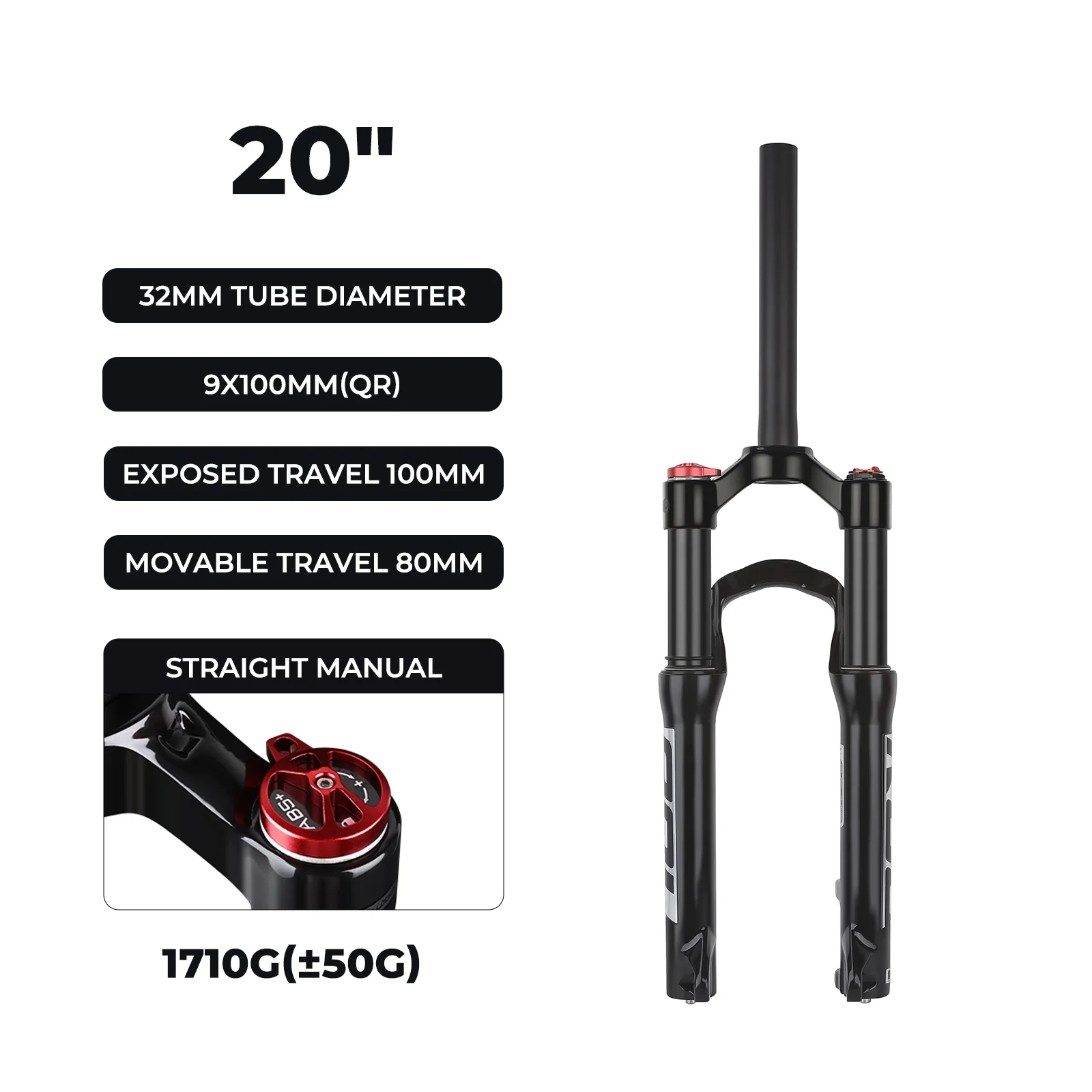 BOLANY Verende Vork Mountainbike 20/24 Inch Schijfrem Rechte Buis Veerweg 100/135mm Fietsaccessoires