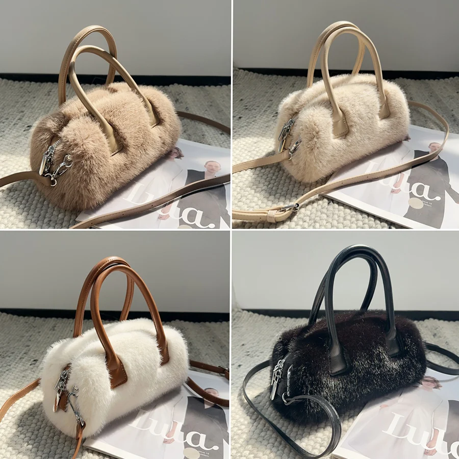 Сумка через плечо из искусственного меха, женские сумки из искусственной норки, осенне-зимняя модная плюшевая сумка-тоут Bolso Mujer