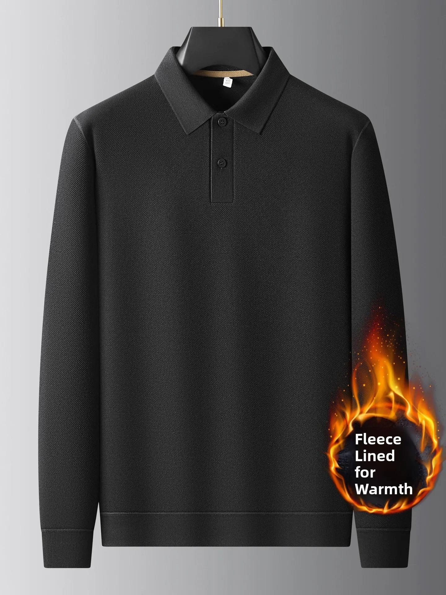 

Мужская футболка Thiened Fce Long Sve, свободного кроя, однотонная, для полных мужчин, с отложным воротником, повседневная, деловая