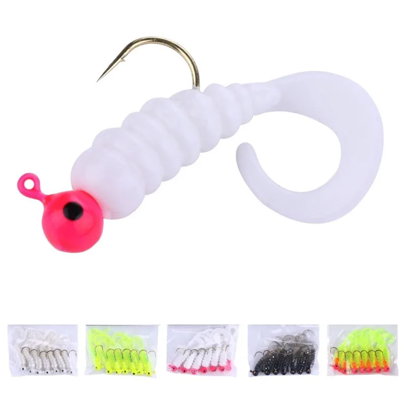 7er-Set 50mm Mehrfarbige Jig-Silikonwürmer Weichköder mit Haken 2,6g Wobbler Karpfenköder Künstliche Gummiköder für Zander – Detail 1