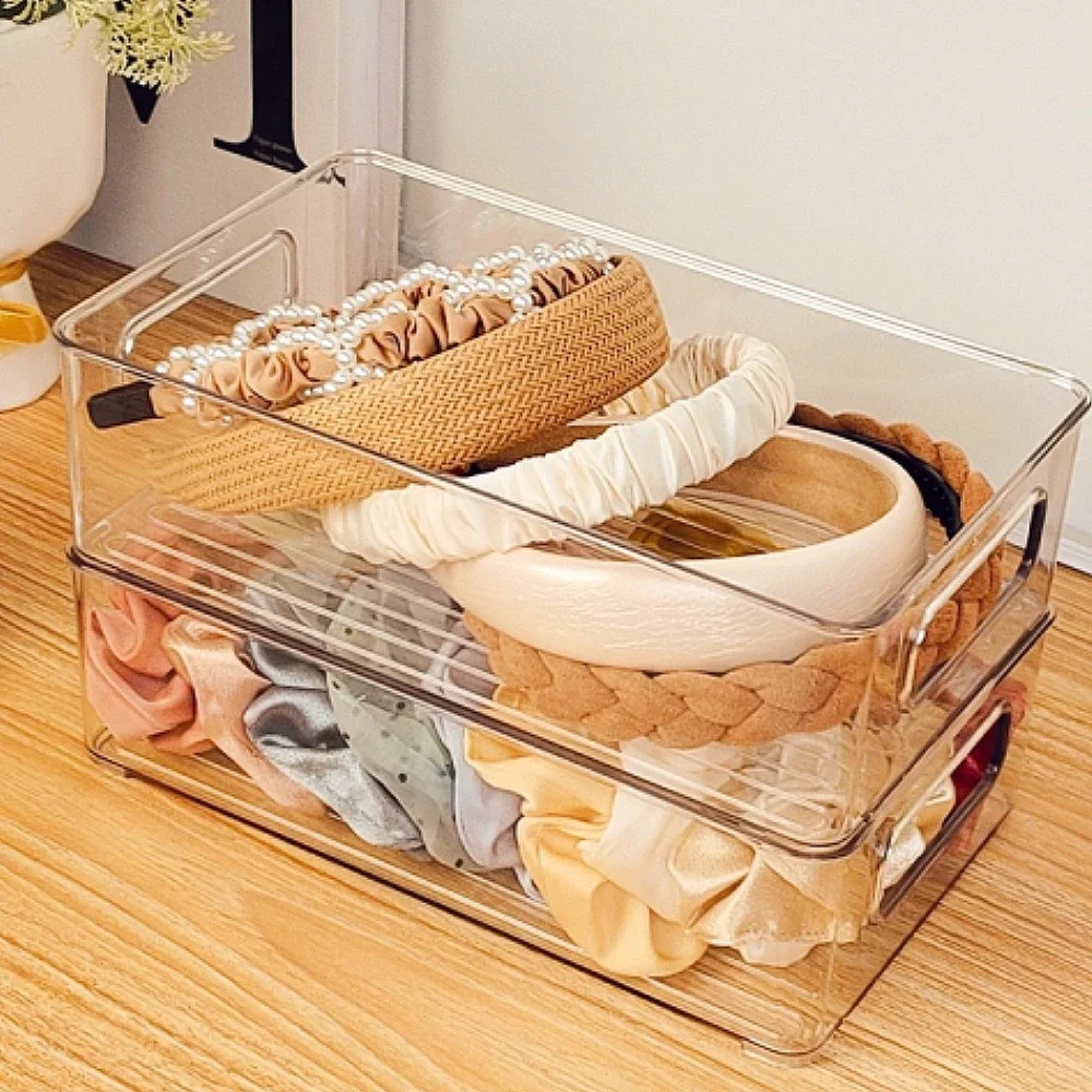 1pc Plastic crisper Transparent box Refrigerator crisper storage box Fruit and vegetable freezer kitchen storage box