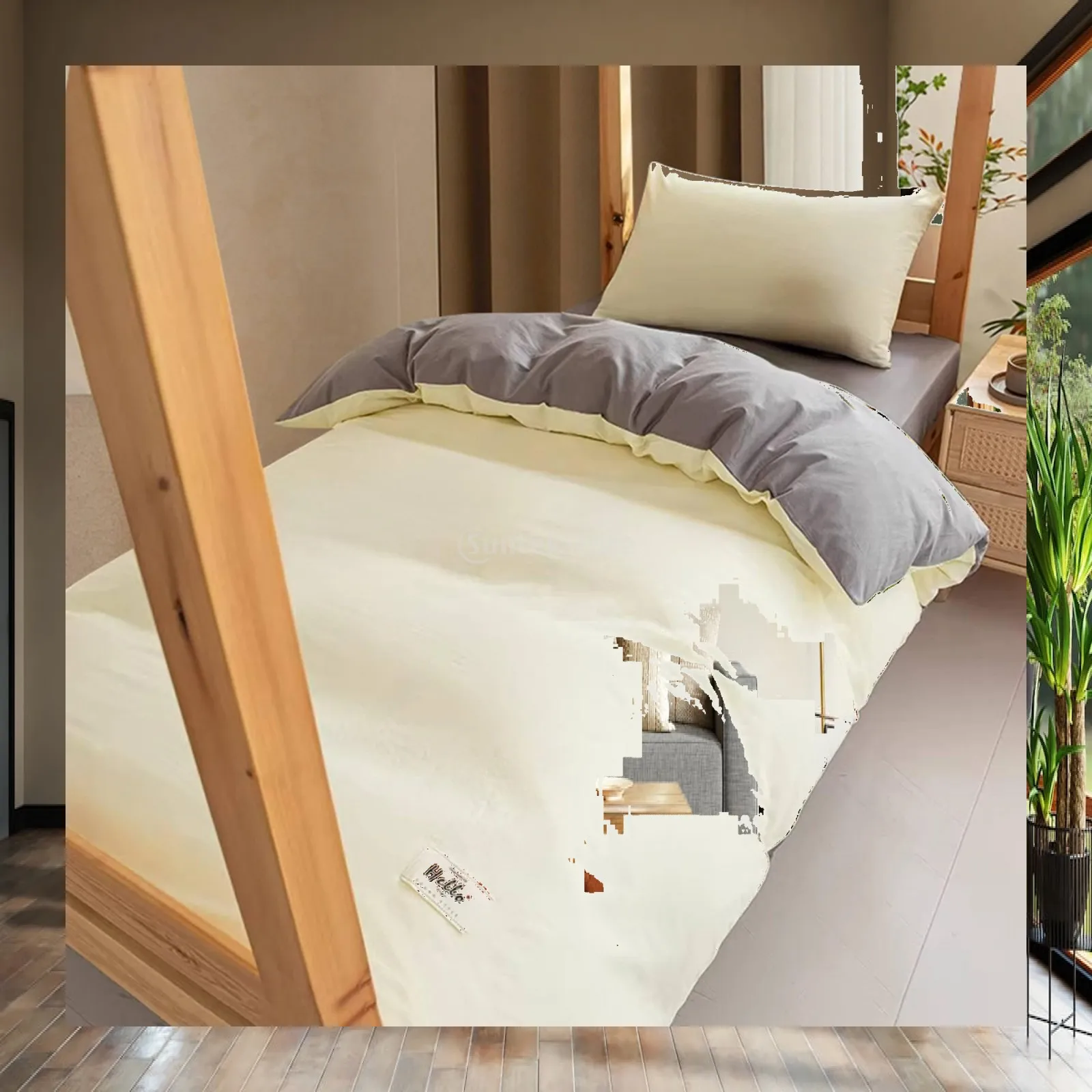 Single Bed Cotton Duvet Cover Set Complete 6 Piece Bed in a Bag with Pillow Insert for College Dorm Room