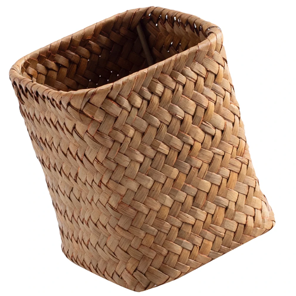 

1pcs Pen Desk Organizer Straw Woven Makeup Brush Cup Pencil Storage Cutlery Holder Office Woven Pen Holder Supplies