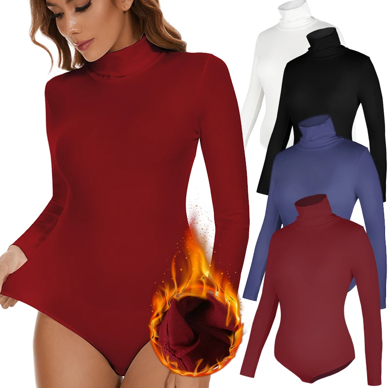 Women's Thermal Underwear Tops High Collar Long Sleeve Bodysuits Soft Keep Warm Cold Weather Compression Bottoming Shirts