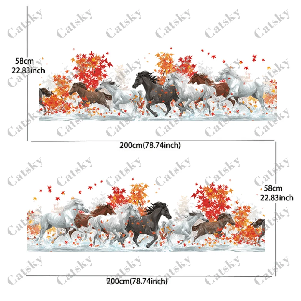 Decal of a herd of horses running on a mountain stream; suitable for cars and trucks; durable, fade-resistant, easy to install a