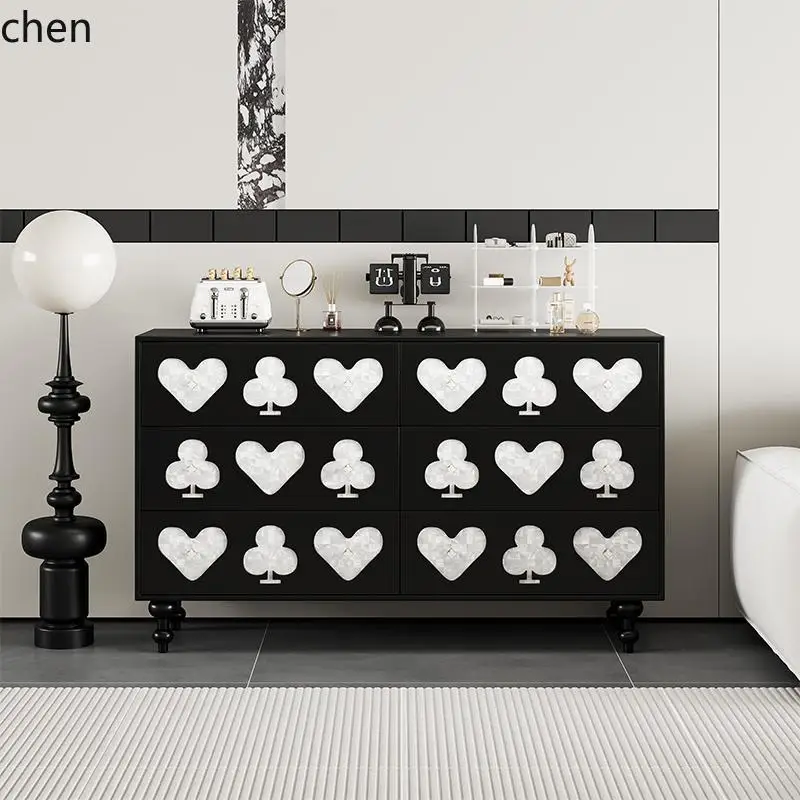 HT six-chest cabinet, retro bedroom storage cabinet, love shell , home decoration , antique door , drawer home accessories