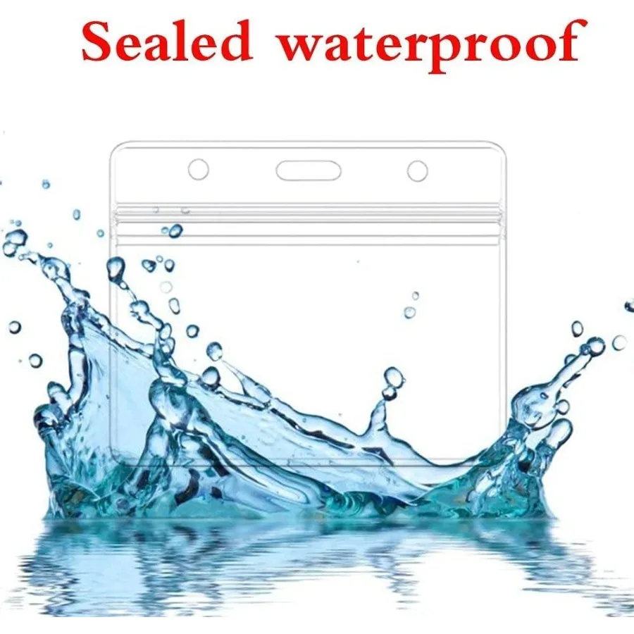 ที่ใส่บัตรแบบแนวนอน ปิดผนึกได้ กันน้ำ พลาสติกใส ที่ใส่บัตรประจำตัว 6 ชิ้น