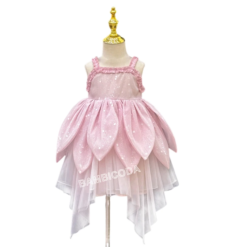 Bloemenfee meisje jurk vest mouwloos schouderriem jarretel prinses bloemblaadje rok magische elfen Halloween jurk