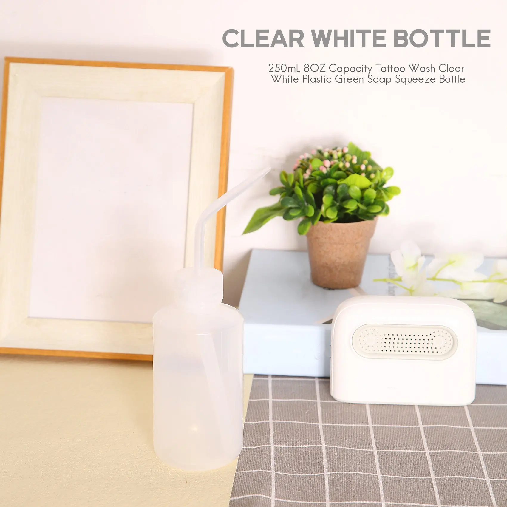 A24P 250mL 8OZ Capacidade Tatuagem Lavagem Transparente Branco Plástico Verde Sabão Squeeze Garrafa