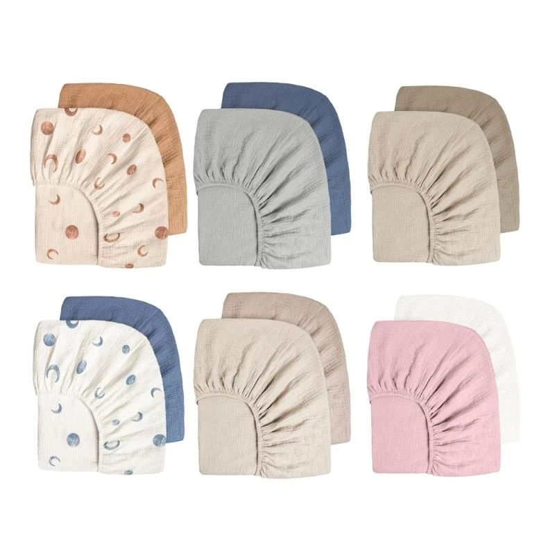 

Q81A 2PCS Baby Bassinet Fitteds Sheet 2-Layer Crib Pad Sleeve Bedding Stuff Machine Washable Mattress Protective Cover