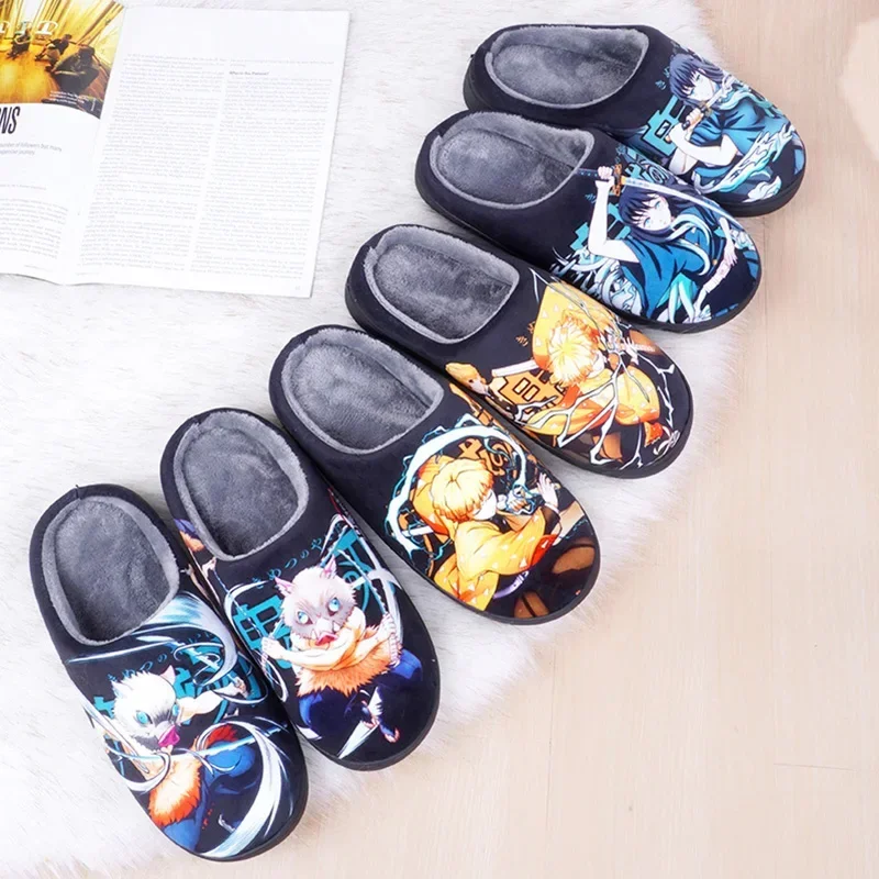 

Demon Slayer Tanjirou CosplayWool Slippers SlippersCouple's IndoorNon-slip House Slides Men and Women Toe Wrap Home Cotton Shoes