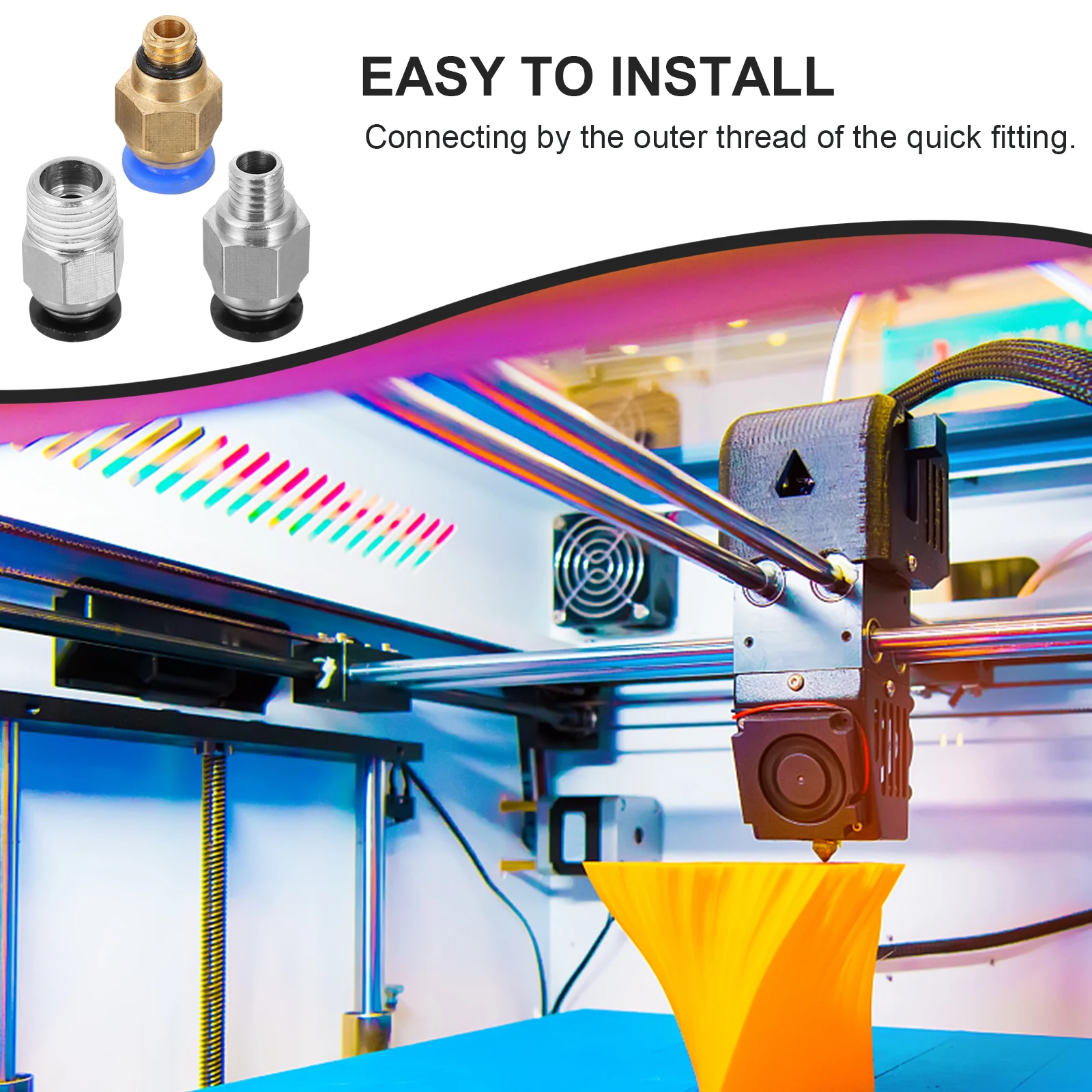 

12Pcs 3D Printer Pneumatic Quick Fitting Brass Adapter Oxidation Resistant Metal Connector Air Hose Fitting Pneumatic Air