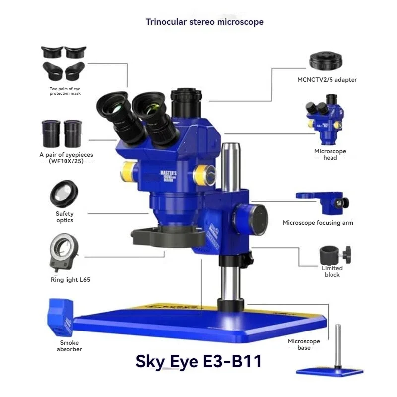 E3 Microscope Mobile Repair Triocular Microscope High Definition Microscope Continuous Magnification Zoom