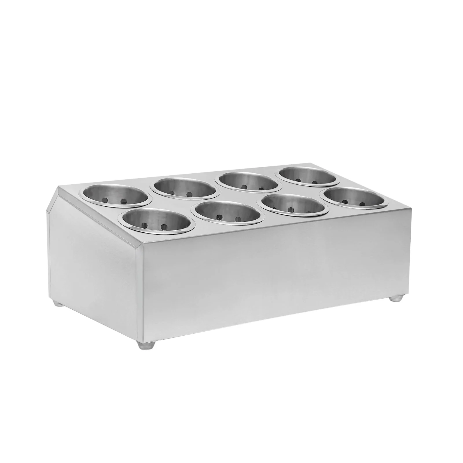 

Durable Stainless Utensil Holder with 8 Cylinders, Two-Tier Design, Large Capacity for Forks, Knives, Easy to Clean, Compact