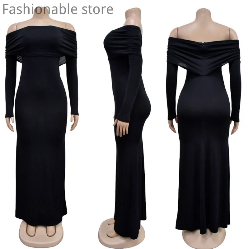 Off Shoulder Strapless Backless Zipper Slim Long Sleeve Party Dress