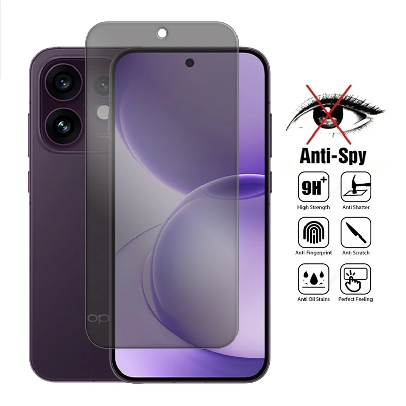 For OPPO Reno16 Glass For Reno16 F FS Reno 16 Pro 5G Tempered Glass Anti-spy Privacy 9H Full Glue Screen Protector For Reno16
