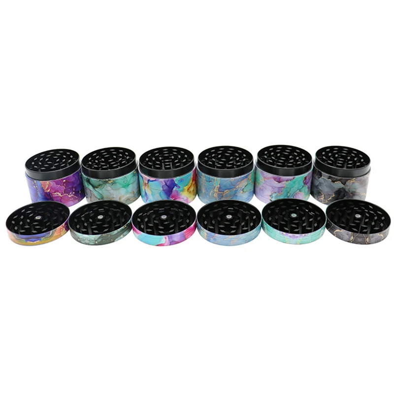 Newest 50mm Colorful Pattern Tobacco Grinder 4-layer Zinc Alloy Dry Herb Crusher Grass Grinders Spice Shredder Smoking Accessory