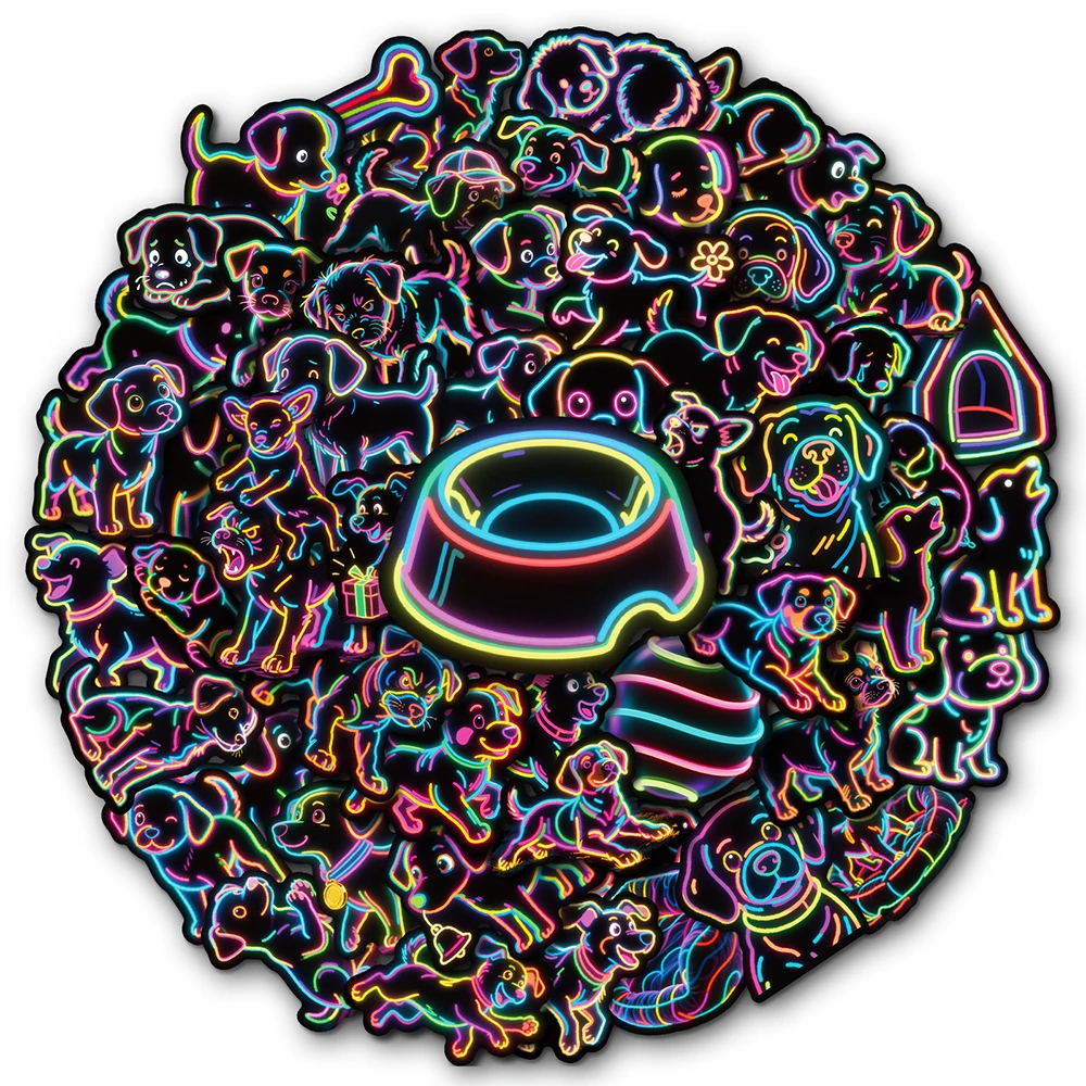 

10/30/56pcs Creative Neon Dog Graffiti Stickers Cute Cartoon Animal Decals DIY Notebook Phone Guitar Laptop Kawaii Sticker Pack