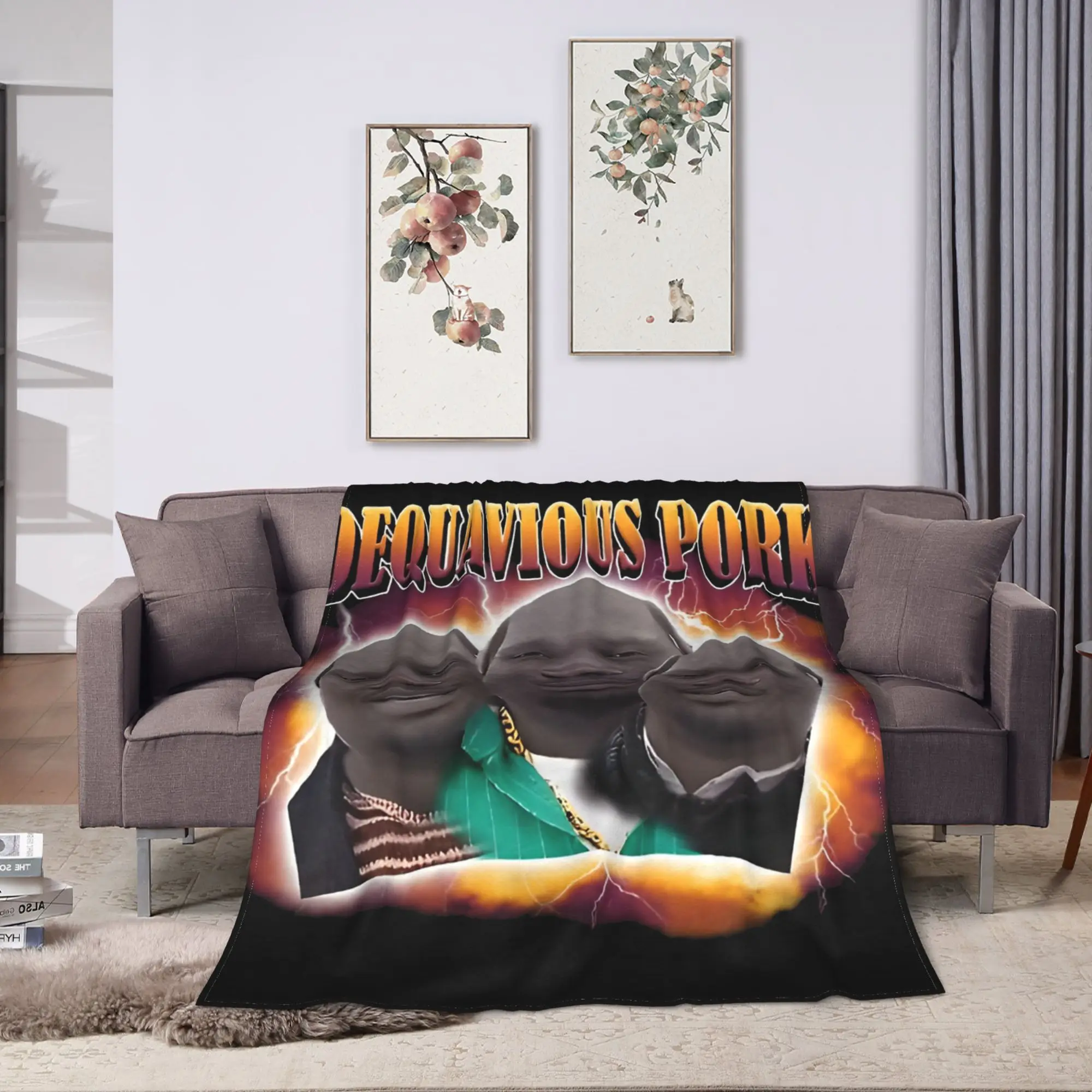 Dequavious Pork Funny Dank Meme  Blanket  Travel Office Plush Throw Blanket Graphic Outdoor Flannel Bedspread Sofa Bed Cover