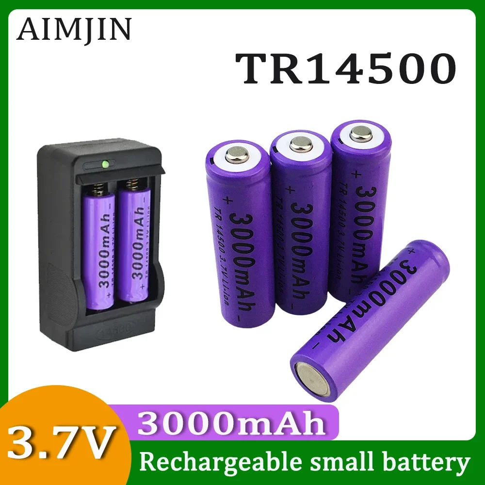 

2024 NEW 14500 Li-ion Battery 3.7V 3000mAh Rechargeable Battery For Torch Led Flashlight Toys+charger