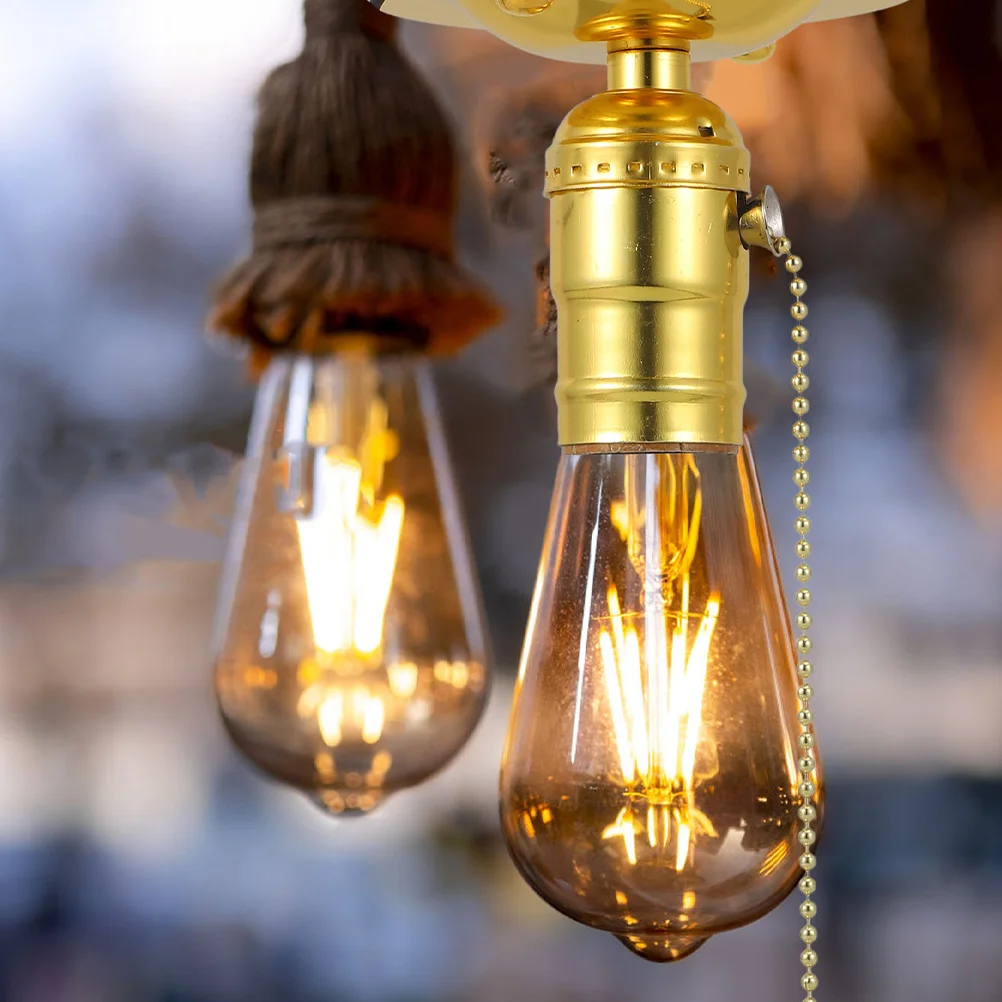 

2Pcs Vintage E27 Light Socket Pull Chain Switch Lamp Holder Ceiling Wall Mount DIY Light Fixture Home Lighting Accessory