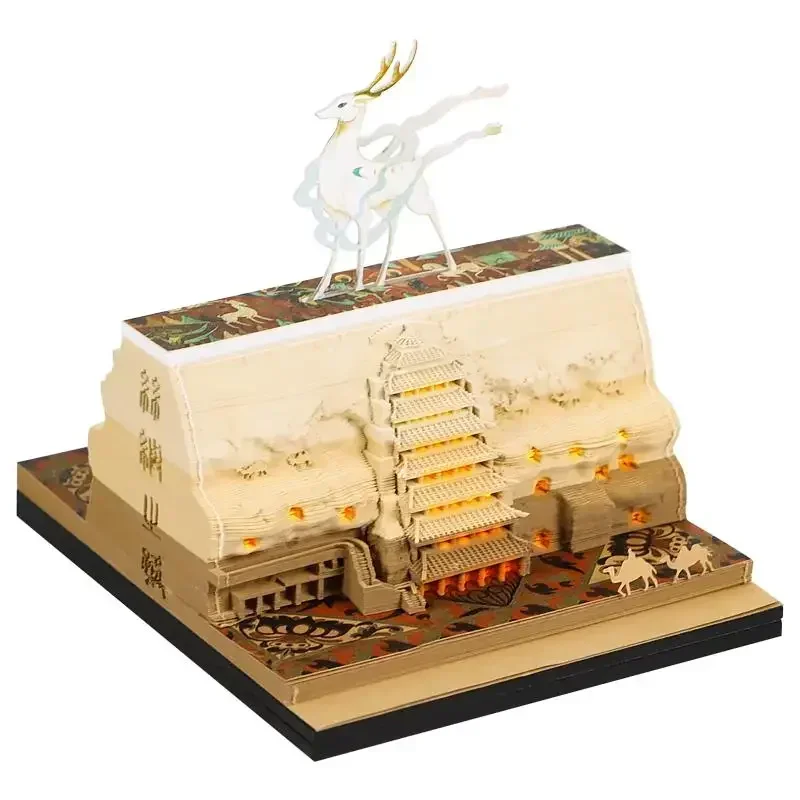 Las grutas Mogao de Dunhuang, tallado en papel de doble cara, calendario 2025, mesa de notas decorativa 3D, regalo creativo personalizado para niños y niñas