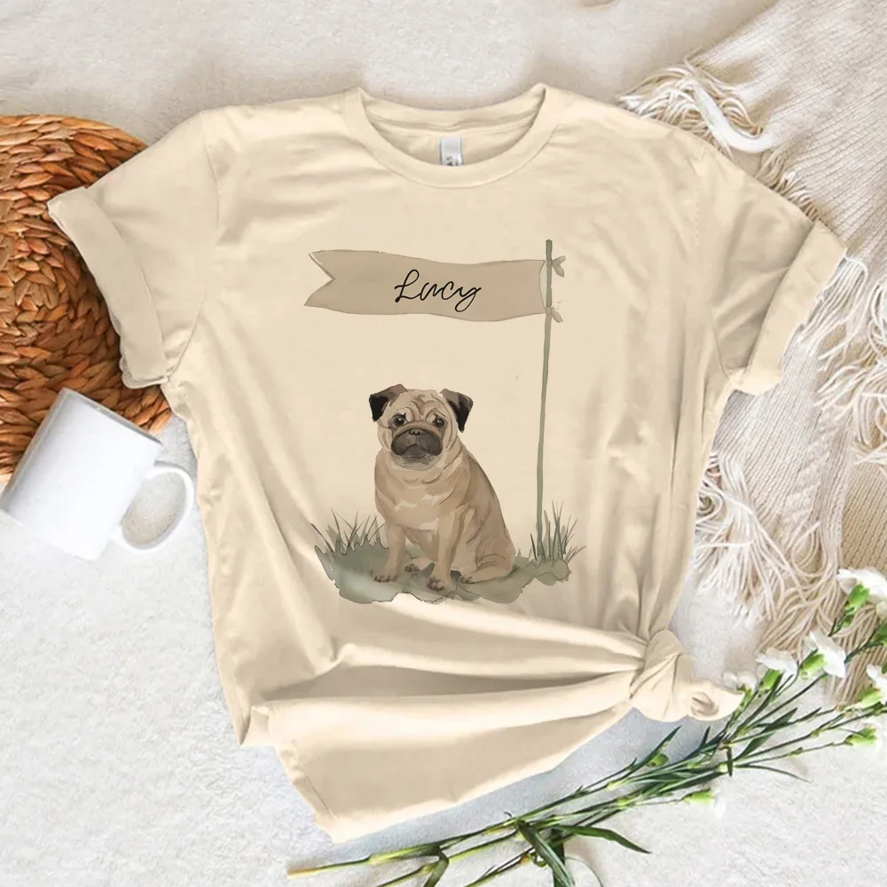 

Pug t-shirts women funny anime Tee female manga designer clothing