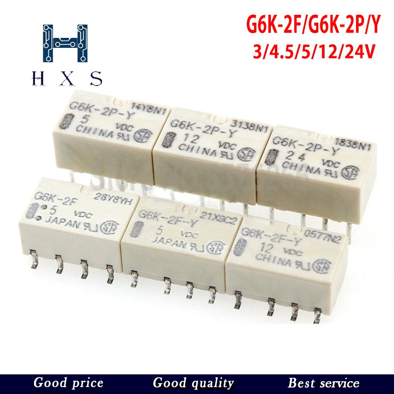 2PCS G6K-2P-Y-5VDC G6K-2P-Y-12VDC G6K-2P-Y-24VDC DIP Relay 3V 5V 12V 24V SMD G6K-2F-Y Signal Relay 8PIN for  Relay