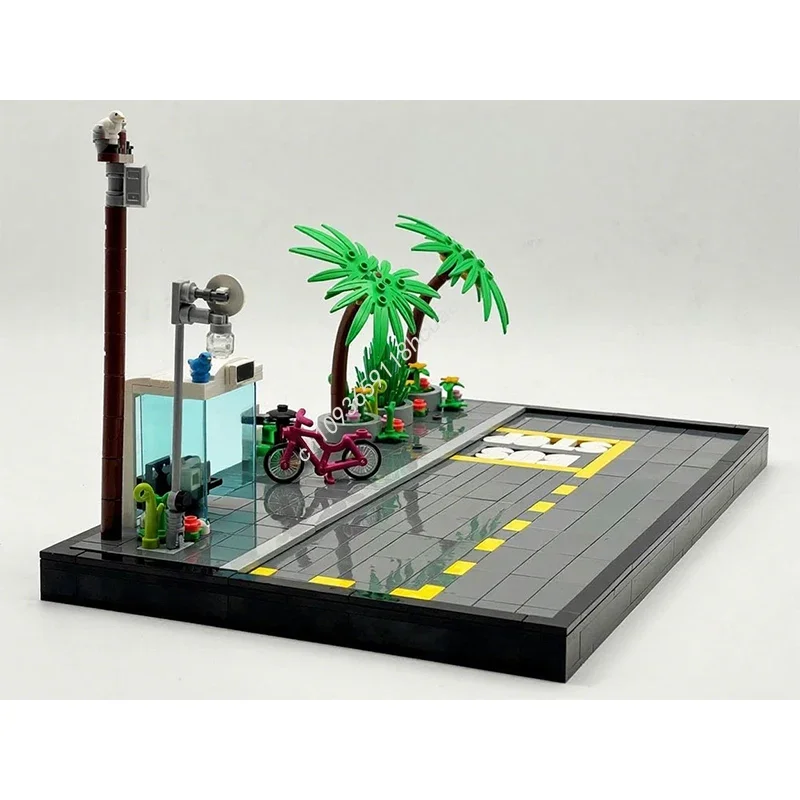 

527pcs MOC Bus Stop Diorama City Building Blocks Christmas Education High Detail Collector’s for Vintage Model Lovers Toys Gift