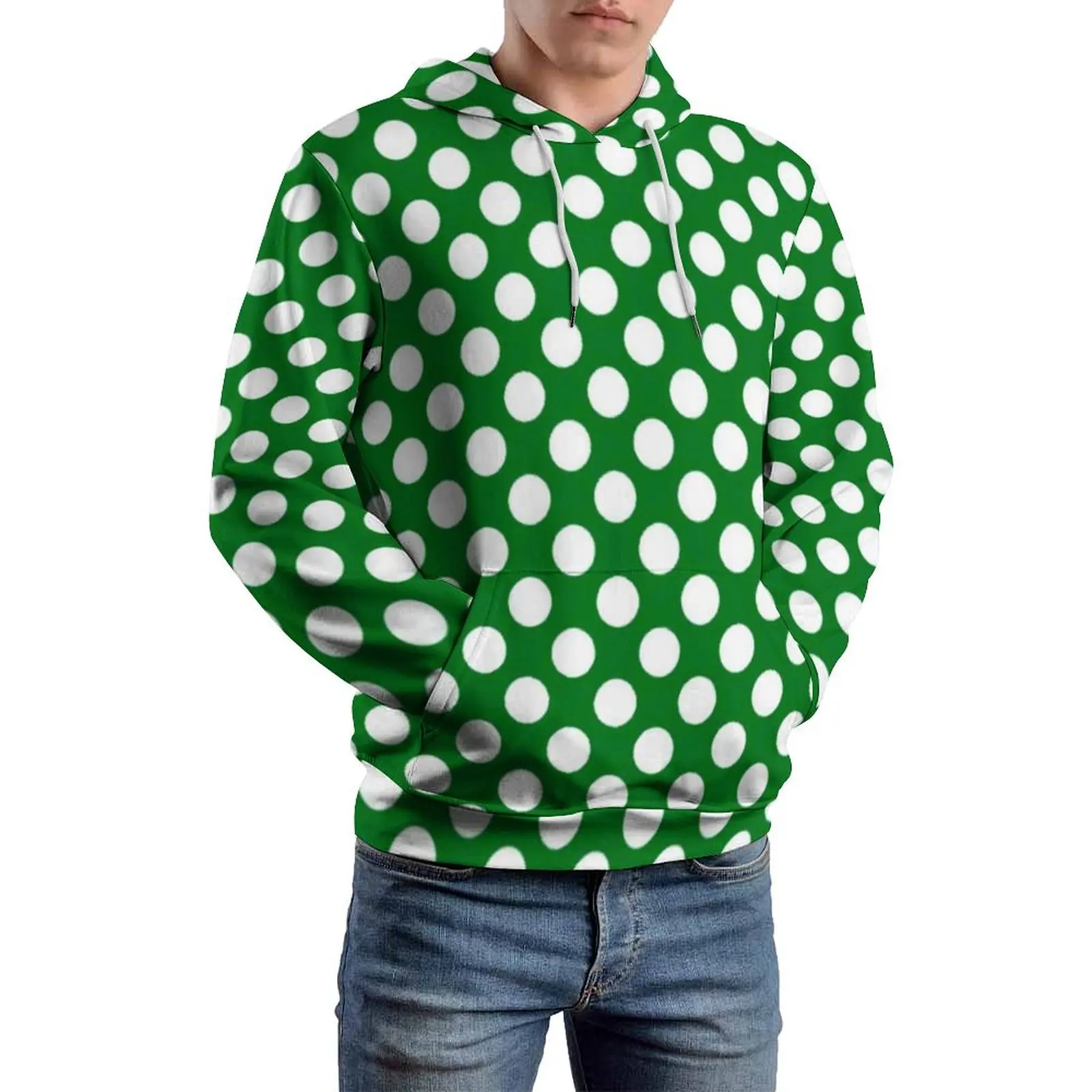 Polka Dot Patty's Day Print Loose Hoodies St Patrick's Day Holiday Street Wear Hoodie Man Long-Sleeve Design Hooded Sweatshirts