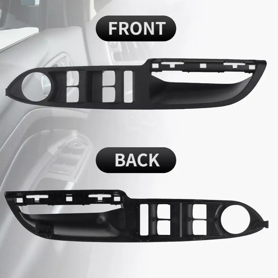 Driver Side Power Window Switch Bezel with Silver Pull Handle Molding Compatible with Ford Escape Cmax 20132018 Black