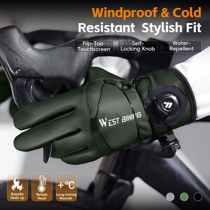 Winter Bike Gloves Magnetic Quick Release Thermal Insulated Touchscreen Fingers for Cold Weather Commuting Cycling Gloves - view 4