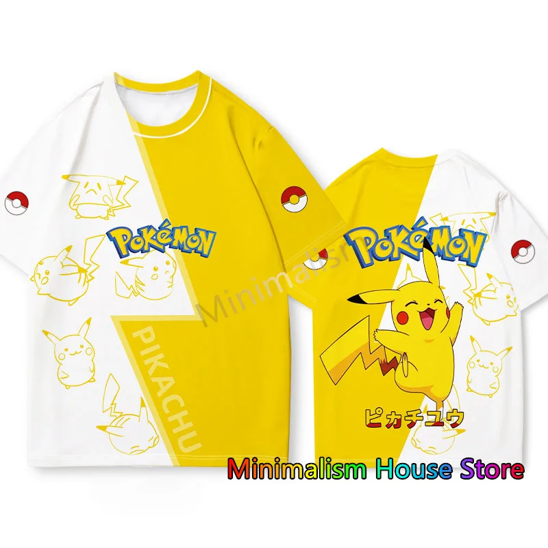 

Pokemon Pikachu T Shirt For Men Cartoon 3D Print Short Sleeved Male Clothes O-neck Tees Summer Casual Oversize Kid/Adult Tops