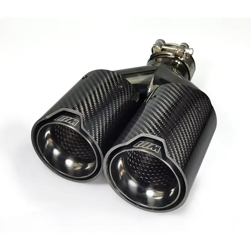 【Durable Practical Daria】 Chrom Exhaust Dual Tips Factory Customize M Performance Black Carbon Fiber + Stainless Steel