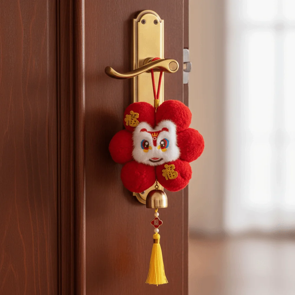 

Traditional Chinese New Year Pendant Flower Shaped Bell Hanging Zodiac Horse Pendant Chinese Style with Tassel