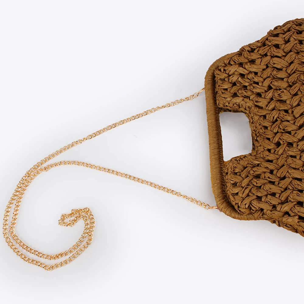 Elegant Ladies Chain Hand Knit - Crochet Bag Raffia ulasan dan harga
