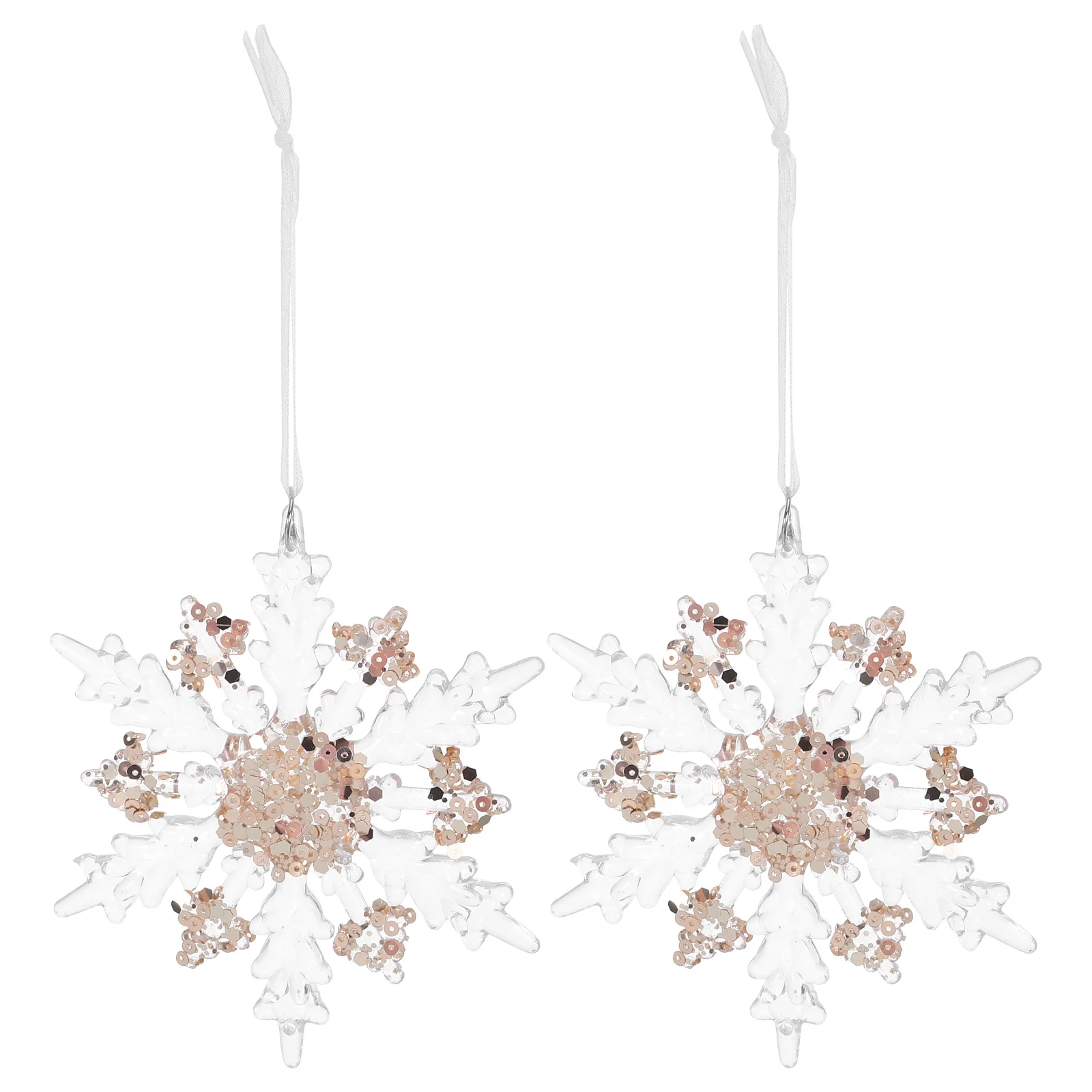 

2Pcs Christmas Snowflake Decorations Acrylic Ornaments Hanging for Tree Xmas Party Holiday Accent Snowflake Picture Ornament