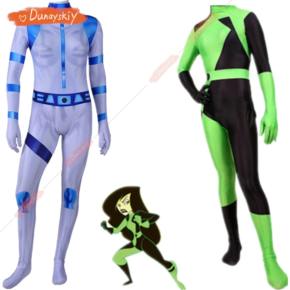 

New Arrival Adult Kid Kim Possible Jumpsuit Cosplay costume Halloween Party Bodysuit Cosplay Free Shipping