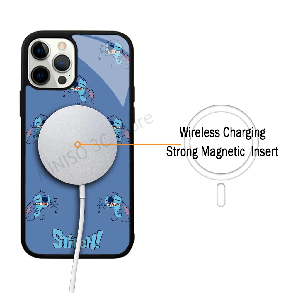 Cartoon Blue Phone Case Strong Magnetic For IPhone 15 14 13 Pro Max 11 12 Mini S-Stitchs For Magsafe