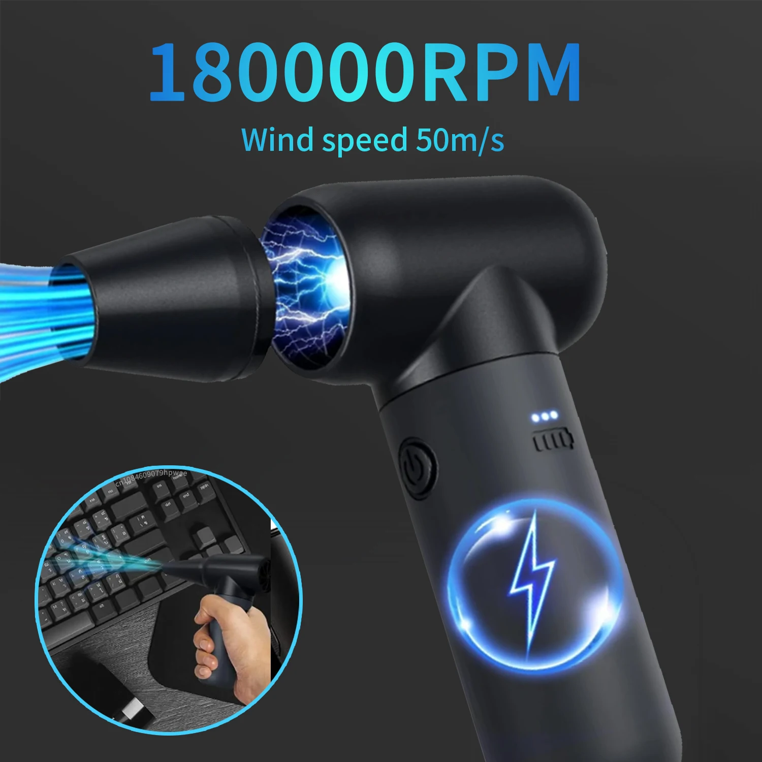 

180000RPM Wind Speed 52m/s Industrial Duct Fan Mini Turbo Jet Fan Handheld Brushless Motor for Car Keyboard Computer Cleaning