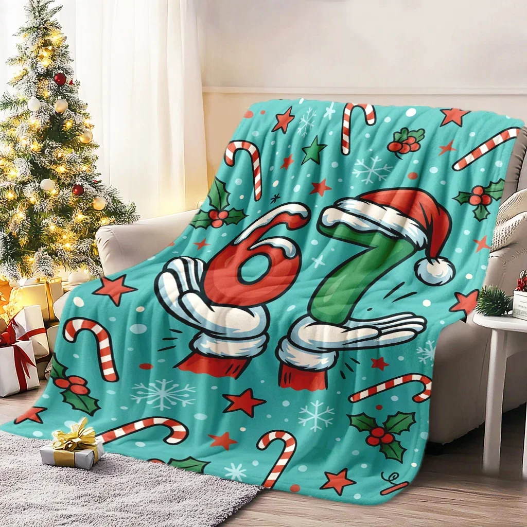 Retro-style 67 number printed soft and warm blanket - suitable for Christmas gifts, camping, traveling, car use, and office use