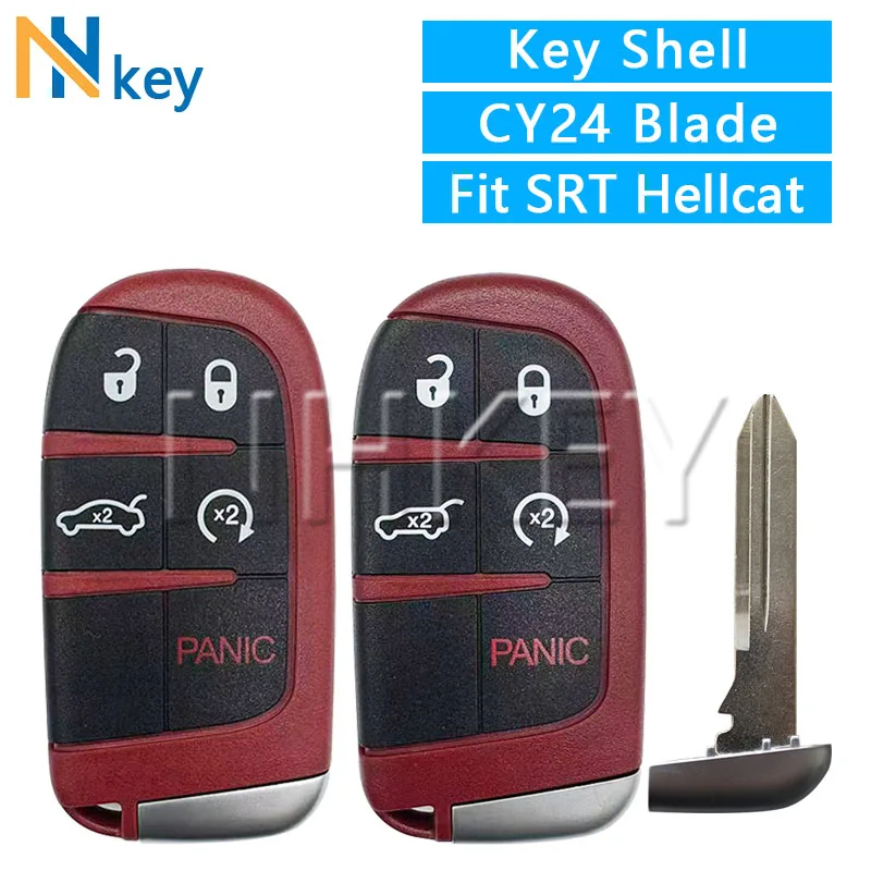 

NH KEY CY24 Blade Remote Car Key Shell Fit For Hellcat SRT For Dart 1500 Dart Challenger Charger 300 5 Button