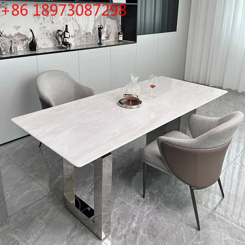 

Cary ice jade natural marble dining table Italian minimalist rectangular household high-end dining table