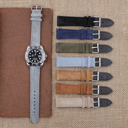 Suede Leather Watchband 16mm 17mm 18mm 19mm 20mm 22mm Handmade Stitching  Quick Release Watch Strap for Watch Accessories