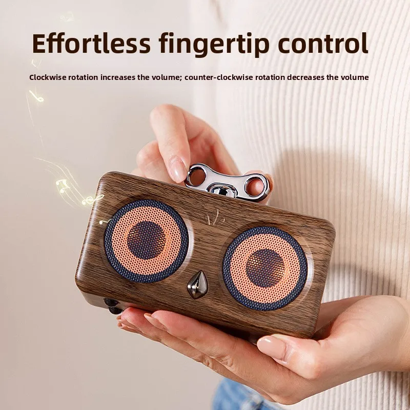 Retro Wood Grain Bluetooth Speaker: Home & Outdoor Portable Audio with Long Battery Life & TF Card Playback Birthday Gift